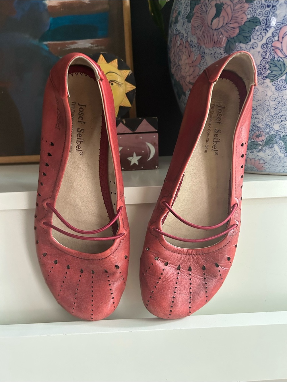 Josef Seibel Coral Pink Perforated Mary Jane Comfort Flats
